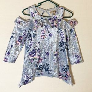 Speechless XL velvet cold-shoulder floral top